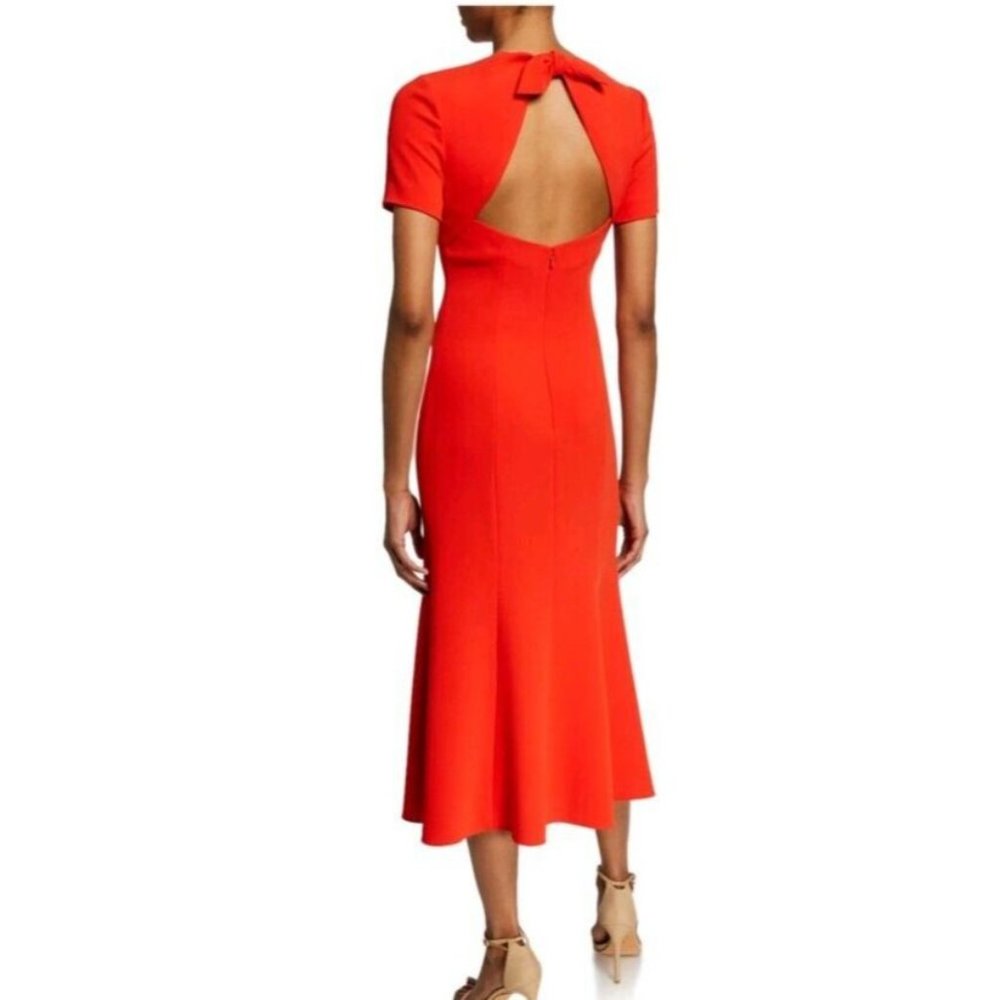 Diane Von Furstenberg Rose Scorn Dress Womens 4 Spicy Orange Cut Out Bow Back - Picture 9 of 16